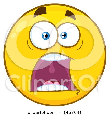 Clipart of a Cartoon Screaming Yellow Emoji Smiley Face - Royalty Free Vector Illustration by Hit Toon