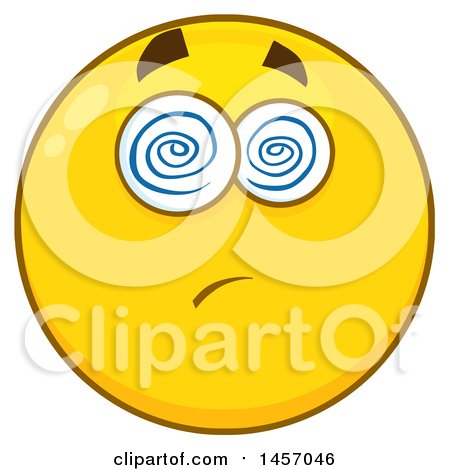 Clipart of a Cartoon Dazed Yellow Emoji Smiley Face - Royalty Free Vector Illustration by Hit Toon