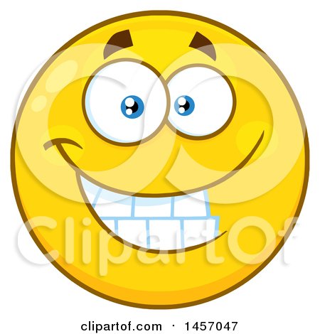 Clipart of a Cartoon Grinning Yellow Emoji Smiley Face - Royalty Free Vector Illustration by Hit Toon
