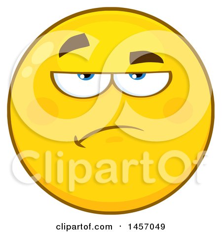 Clipart of a Cartoon Annoyed Yellow Emoji Smiley Face - Royalty Free Vector Illustration by Hit Toon