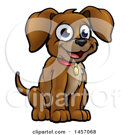 Clipart of a Cartoon Happy Sitting Puppy - Royalty Free Vector Illustration by AtStockIllustration