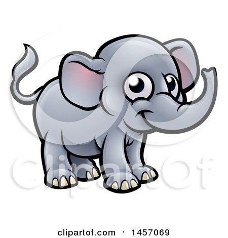 Clipart of a Cartoon Happy Elephant - Royalty Free Vector Illustration by AtStockIllustration