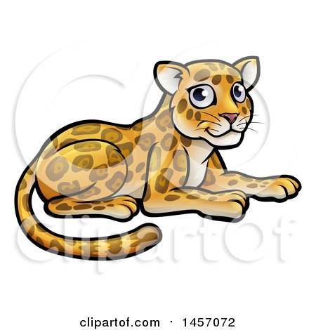 Clipart of a Cartoon Cute Leopard or Jaguar Resting - Royalty Free Vector Illustration by AtStockIllustration