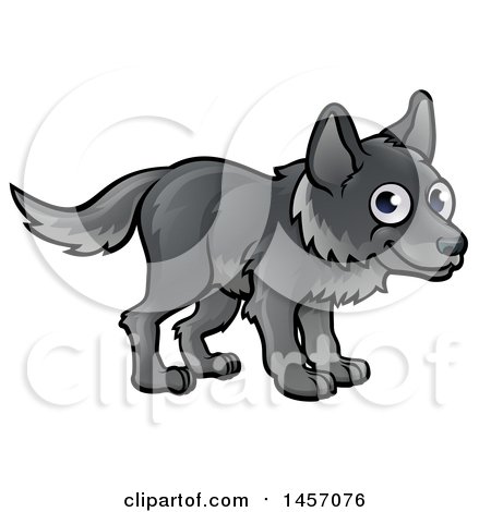 Clipart of a Cartoon Happy Gray Wolf - Royalty Free Vector Illustration by AtStockIllustration