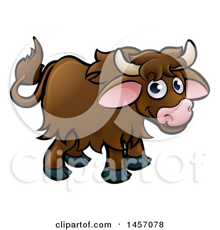 Clipart of a Cartoon Happy Brown Yak - Royalty Free Vector Illustration by AtStockIllustration