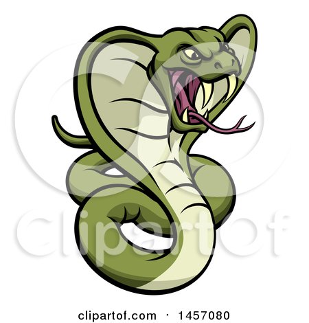 Clipart of a Cartoon Angry Green King Cobra Snake - Royalty Free Vector Illustration by AtStockIllustration