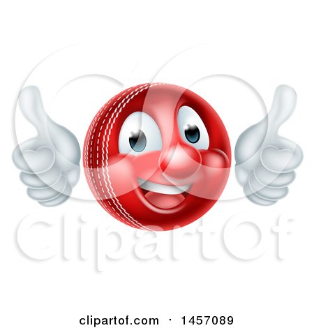 Clipart of a 3d Cricket Ball Mascot Character Giving Two Thumbs up - Royalty Free Vector Illustration by AtStockIllustration