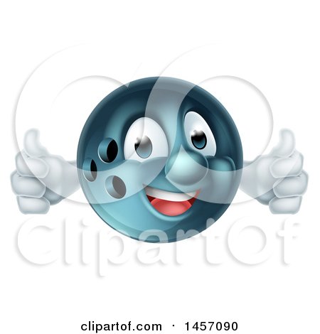 Clipart of a Bowling Ball Mascot Giving Two Thumbs up - Royalty Free Vector Illustration by AtStockIllustration