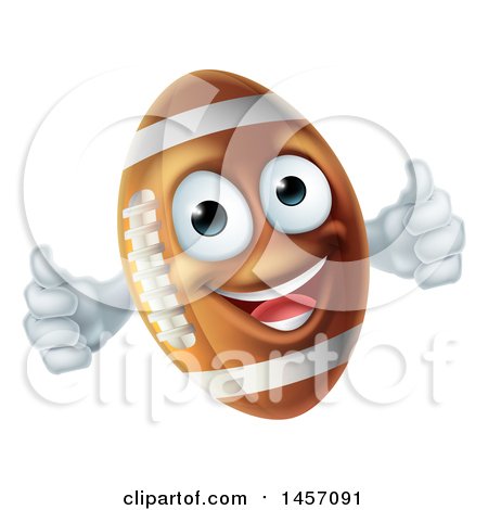 Clipart of a Happy American Football Character Mascot Giving Two Thumbs up - Royalty Free Vector Illustration by AtStockIllustration