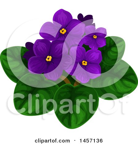 Clipart of a Plant with Purple Flowers - Royalty Free Vector Illustration by Vector Tradition SM