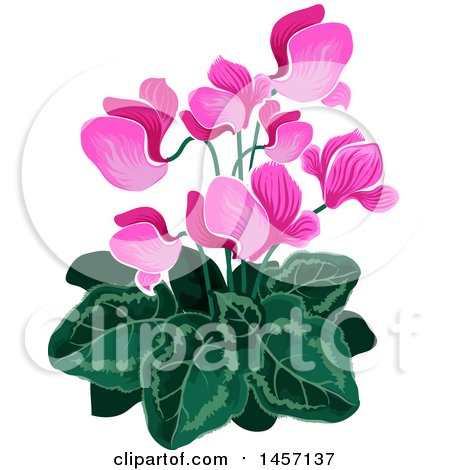 Clipart of a Plant with Pink Flowers - Royalty Free Vector Illustration by Vector Tradition SM