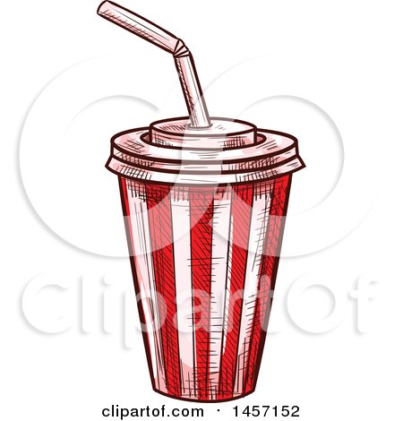 Clipart of a Sketched Fountain Soda - Royalty Free Vector Illustration by Vector Tradition SM