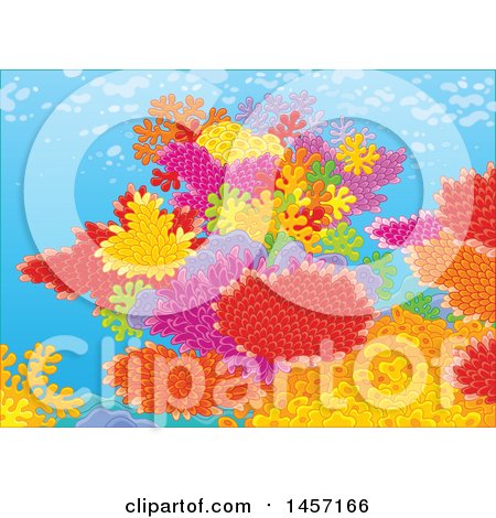 Clipart of a Backdrop of a Colorful Coral Reef - Royalty Free Vector Illustration by Alex Bannykh