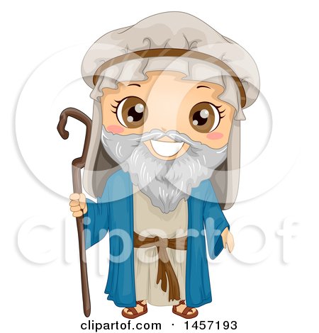 Clipart of a Happy Boy in a Noah Costume - Royalty Free Vector Illustration by BNP Design Studio