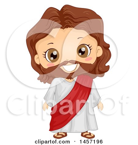 Clipart of a Happy Boy in a Jesus Christ Costume - Royalty Free Vector Illustration by BNP Design Studio
