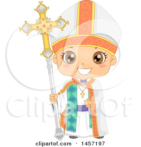 Clipart of a Happy Boy in a Bishop Costume - Royalty Free Vector Illustration by BNP Design Studio