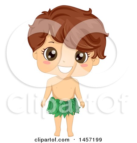 Clipart of a Happy Boy in an Adam Costume with a Leaf Loincloth - Royalty Free Vector Illustration by BNP Design Studio