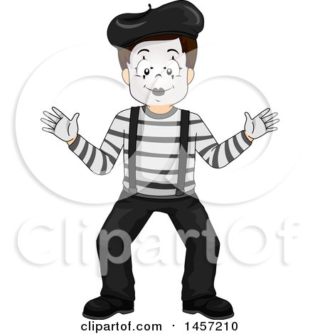 Clipart of a Boy Mime Acting As if He Were Against a Wall - Royalty Free Vector Illustration by BNP Design Studio