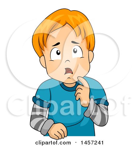 Clipart of a Confused Red Haired White Boy Thinking - Royalty Free Vector Illustration by BNP Design Studio