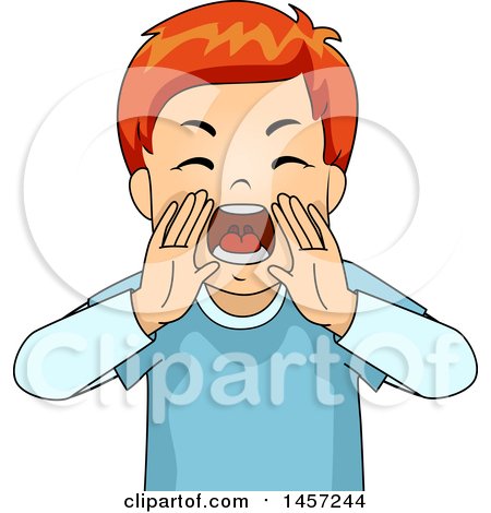 Clipart of a Red Haired White Boy Yelling - Royalty Free Vector Illustration by BNP Design Studio