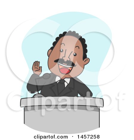 Clipart of a Cartoon Martin Luther King Jr Giving a Speech - Royalty Free Vector Illustration by BNP Design Studio