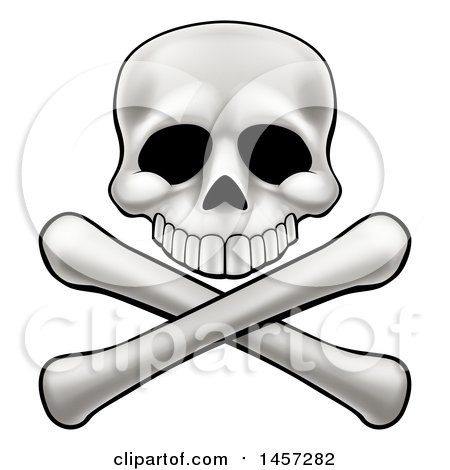 Clipart of a Human Skull and Crossbones - Royalty Free Vector Illustration by AtStockIllustration