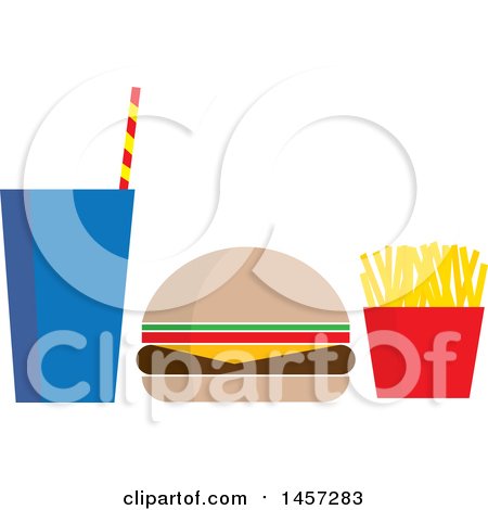 Clipart of a Fast Food Meal of a Fountain Soda, Cheeseburger and French Fries - Royalty Free Vector Illustration by Maria Bell