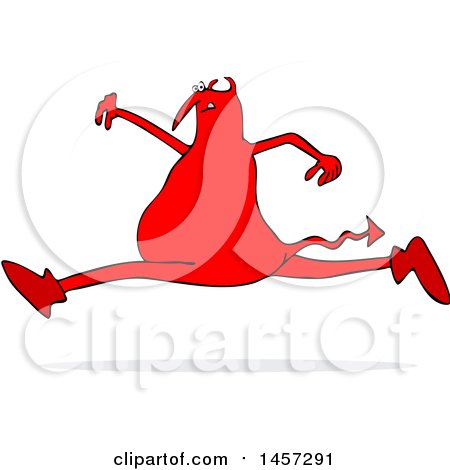 Clipart of a Chubby Red Devil Leaping - Royalty Free Vector Illustration by djart