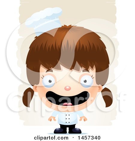 Clipart of a 3d Happy White Girl Chef over Strokes - Royalty Free Vector Illustration by Cory Thoman