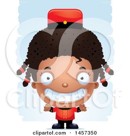 Clipart of a 3d Grinning Black Girl over Strokes - Royalty Free Vector Illustration by Cory Thoman