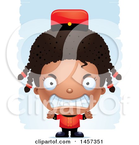 Clipart of a 3d Mad Black Girl over Strokes - Royalty Free Vector Illustration by Cory Thoman