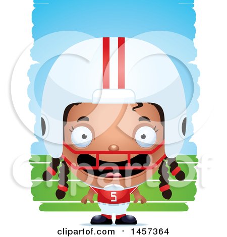 Clipart of a 3d Happy Black Girl Powder Puff Football Player over Strokes - Royalty Free Vector Illustration by Cory Thoman