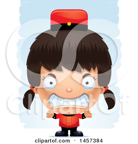 Clipart of a 3d Mad Hispanic Girl over Strokes - Royalty Free Vector Illustration by Cory Thoman
