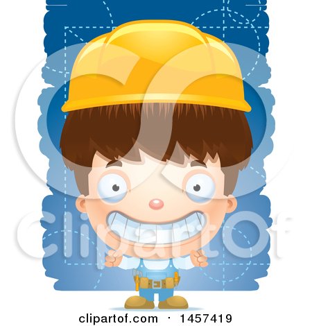 Clipart of a 3d Grinning White Boy over Strokes - Royalty Free Vector Illustration by Cory Thoman