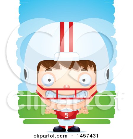 Clipart of a 3d Grinning White Boy Football Player over Strokes - Royalty Free Vector Illustration by Cory Thoman
