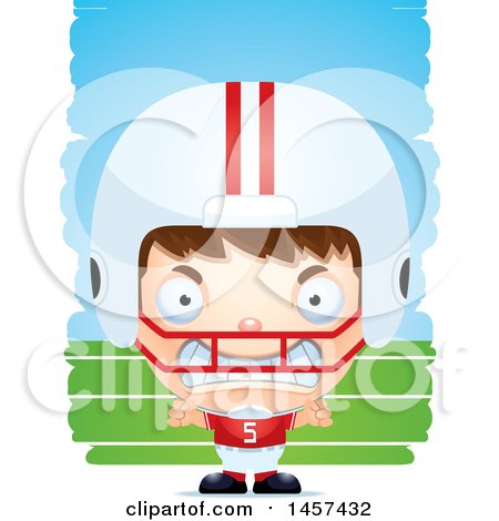 Clipart of a 3d Mad White Boy Football Player over Strokes - Royalty Free Vector Illustration by Cory Thoman