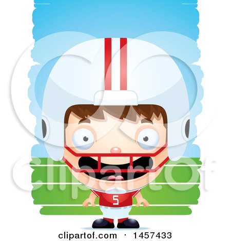 Clipart of a 3d Happy White Boy Football Player over Strokes - Royalty Free Vector Illustration by Cory Thoman