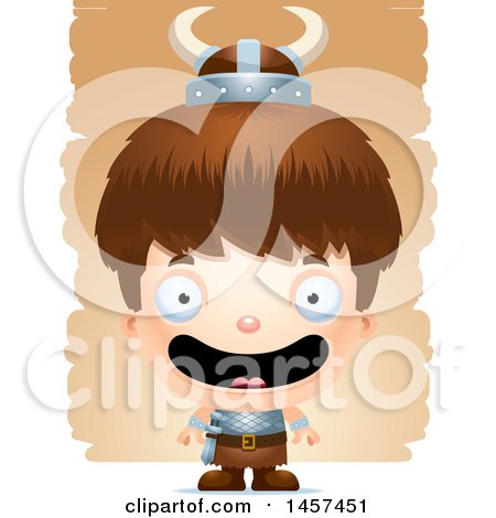 Clipart of a 3d Happy White Boy Viking over Strokes - Royalty Free Vector Illustration by Cory Thoman