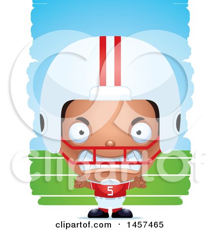 Clipart of a 3d Mad Black American Football Player Boy over Strokes - Royalty Free Vector Illustration by Cory Thoman