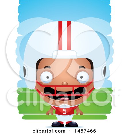 Clipart of a 3d Happy Black American Football Player Boy over Strokes - Royalty Free Vector Illustration by Cory Thoman