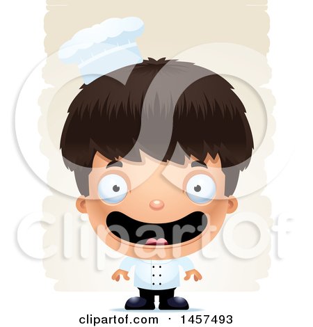 Clipart of a 3d Happy Hispanic Boy Chef over Strokes - Royalty Free Vector Illustration by Cory Thoman