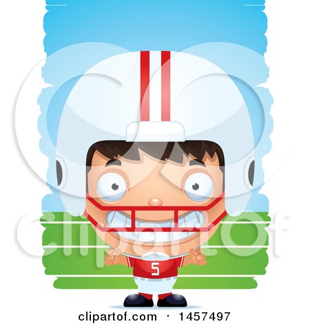 Clipart of a 3d Grinning Hispanic Boy Football Player over Strokes - Royalty Free Vector Illustration by Cory Thoman