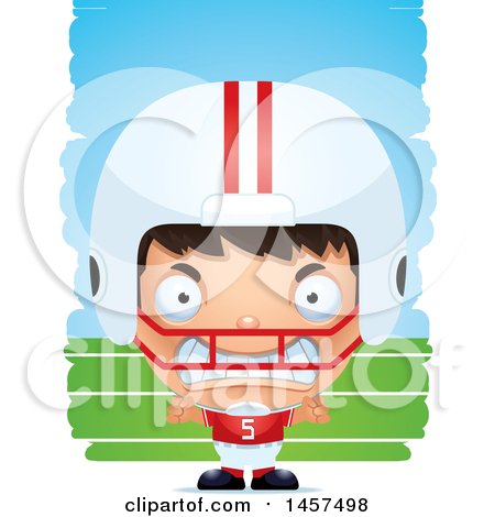 Clipart of a 3d Mad Hispanic Boy Football Player over Strokes - Royalty Free Vector Illustration by Cory Thoman