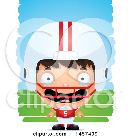 Clipart of a 3d Happy Hispanic Boy Football Player over Strokes - Royalty Free Vector Illustration by Cory Thoman