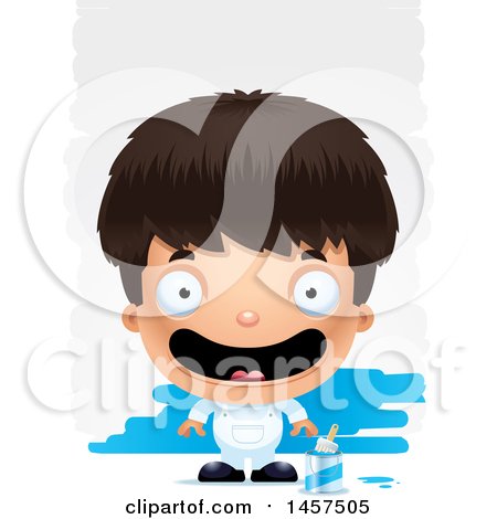 Clipart of a 3d Happy Hispanic Boy Painter over Strokes - Royalty Free Vector Illustration by Cory Thoman