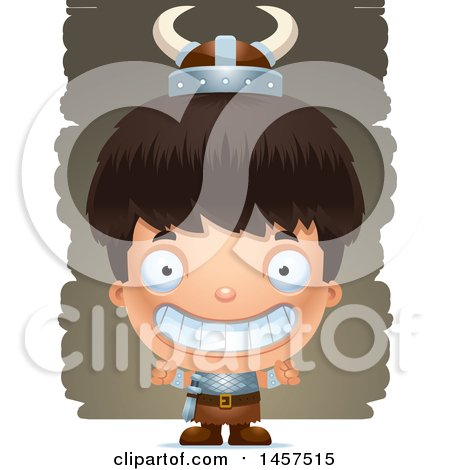 Clipart of a 3d Grinning Hispanic Boy Viking over Strokes - Royalty Free Vector Illustration by Cory Thoman