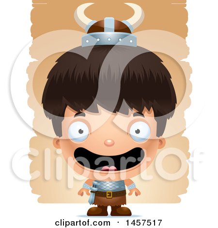 Clipart of a 3d Happy Hispanic Boy Viking over Strokes - Royalty Free Vector Illustration by Cory Thoman