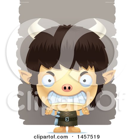 Clipart of a 3d Mad Ogre Boy over Strokes - Royalty Free Vector Illustration by Cory Thoman