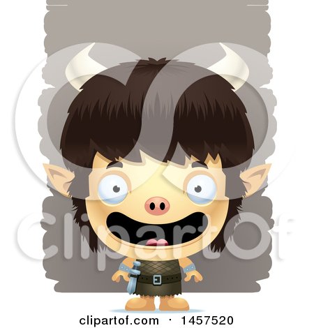 Clipart of a 3d Happy Ogre Boy over Strokes - Royalty Free Vector Illustration by Cory Thoman