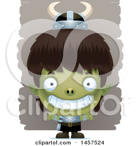 Clipart of a 3d Grinning Goblin Boy - Royalty Free Vector Illustration by Cory Thoman